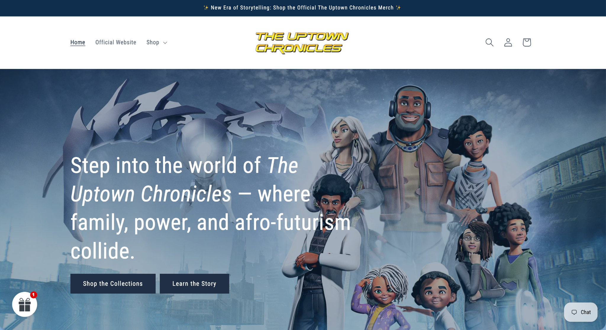 The Uptown Chronicles e-commerce shop preview