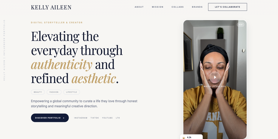 Kelly Aileen landing page preview