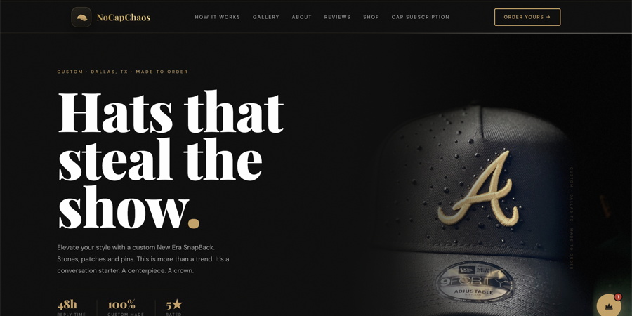 NoCapChaos landing page preview
